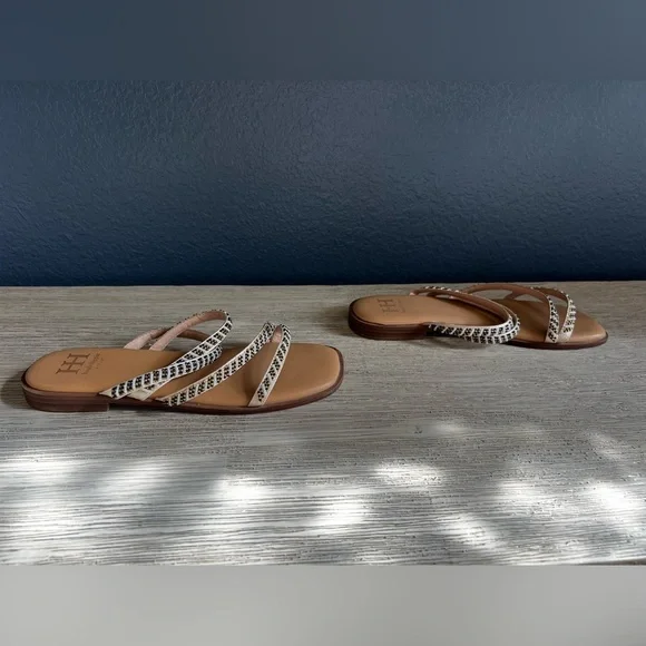 Haute Hippie Strappy Sandals with Beaded Design - Black and White - Picture 2 of 5